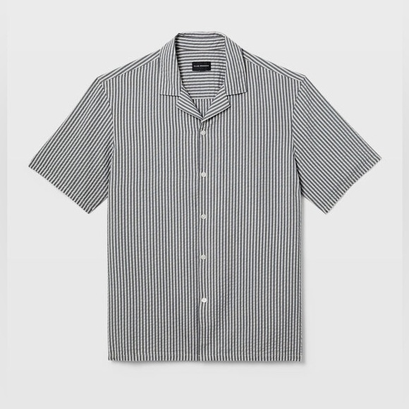 Club Monaco Other - Club Monaco Short Sleeve Camp Collar Seersucker Button Down Shirt Grey - M - NWT